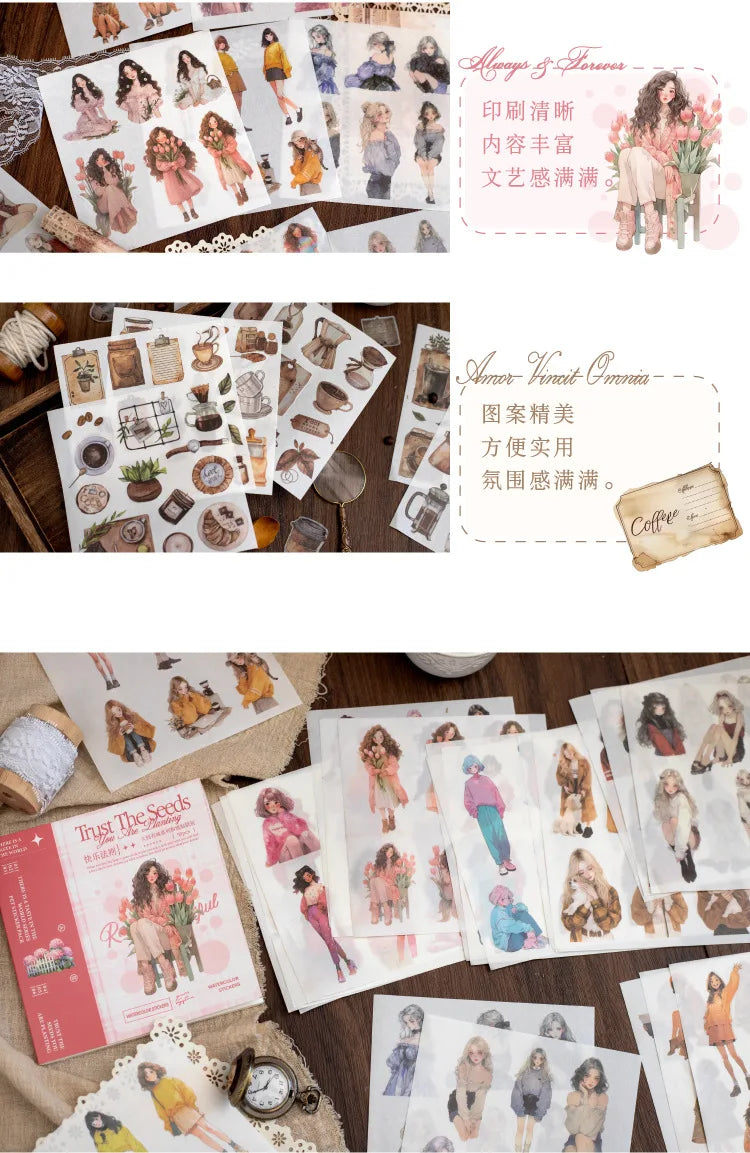 4Style 50Sheets/pack earthly series sticker book for DIY handbook diary phone case calendar photo frame Laptop decoration