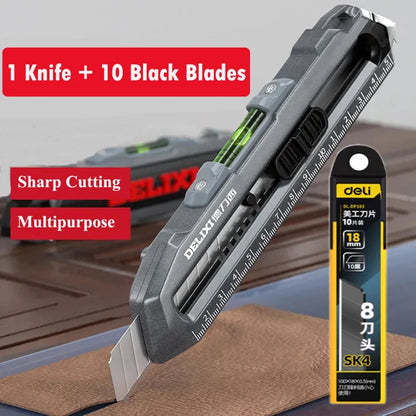 Multifunctional Utility Knife with Ruler and Level High Quality Cutting Tool Heavy-Duty All Steel Thickened Wallpaper Knife