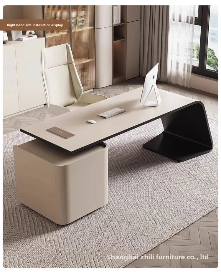 Boss's Desk, Baked Paint Craftsmanship, Office Desk, Modern and Simple Atmosphere, High-end Creative Desk, Light Luxury Style