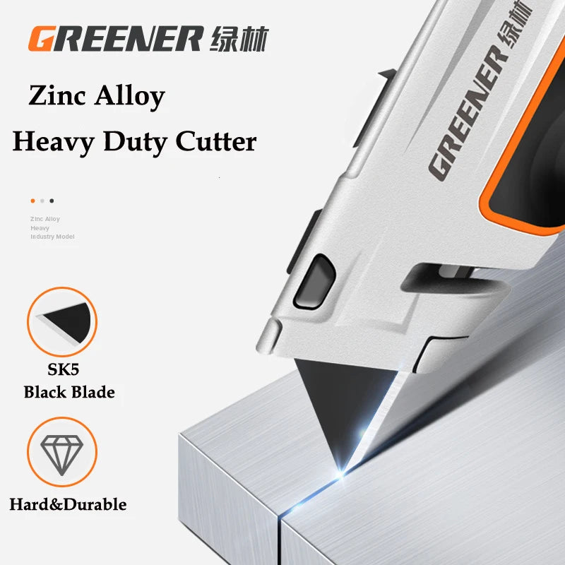 Greener Folding Zinc Alloy Heavy Duty Box Cutter Multifunctional Thickening Tool Wallpaper Utility Knife Paper Cutting