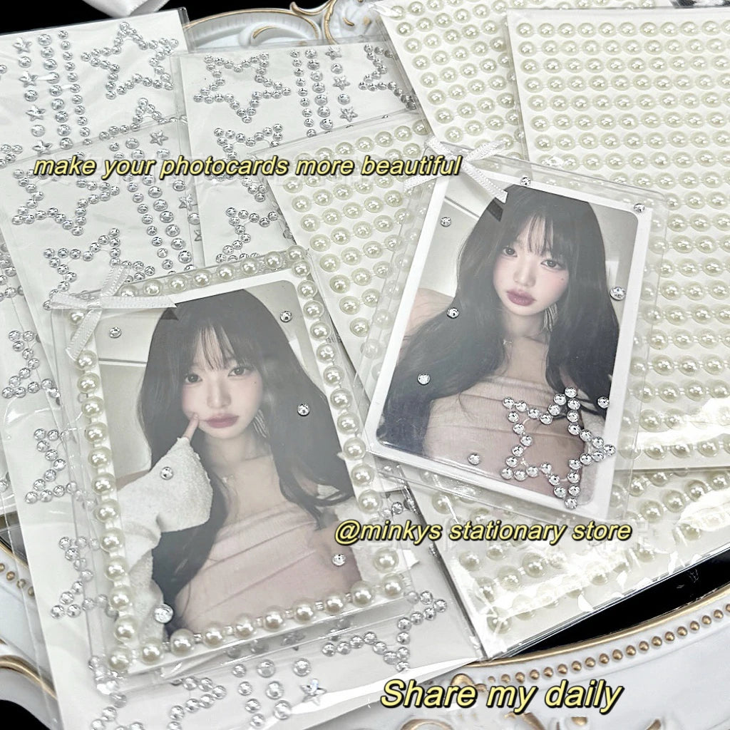 MINKYS New Arrival Pearl Star Heart Bling Bling Stickers DIY Scrapbook Stickers Confetti Decoration DIY Photo Frame Face Sticker