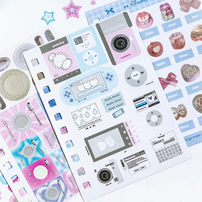 Mr Paper 1Style 60Pcs/sac Time Piece Coil Cut Film Sticker Book DIY Creative Handbook Material Photo Frame Scrapbook Calendar