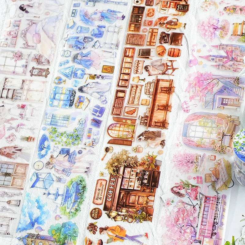 Mr Paper 3rolls/bag Good Time Series Matte PET Scenic Tape Masking Tape DIY Scrapbooking Photo Frame Glass Mug Phone Case