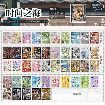 Mr. Paper 45 Sheets/book Creative Sticker Book Used of DIY Phone Case Photo Frame Album Scrapbook Retro Decoration Art Stickers