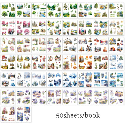 4Style 50Sheets/pack earthly series sticker book for DIY handbook diary phone case calendar photo frame Laptop decoration
