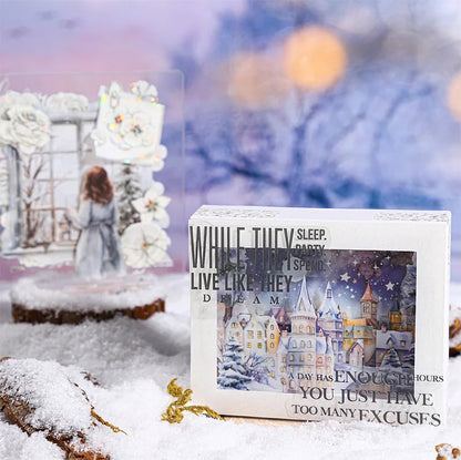 Mr. Paper, 10pcs/pack, Winter Landscape Large-sized PET Stickers, Decorative Collage Scrapbook, Photo Frame, Phone Case,notebook