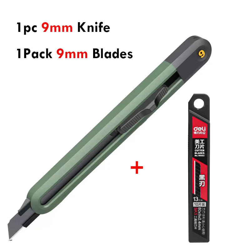Deli 3pc Set Utility Knife Art Carving Knife Cutter School Suplies Cut Tools Wallpaper Stationery Express Delivery Safe Knife