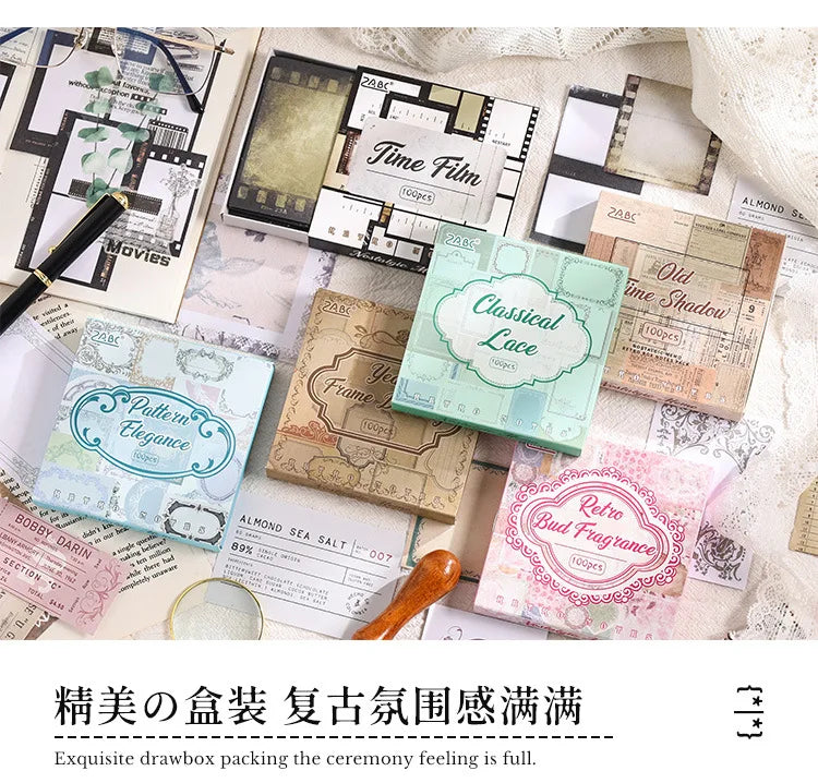 Mr. Paper, Retro Writing Bordered Message Paper, Scrapbook Supplies, Desktop Message, Decorative Notebook Photo Frame 100pcs