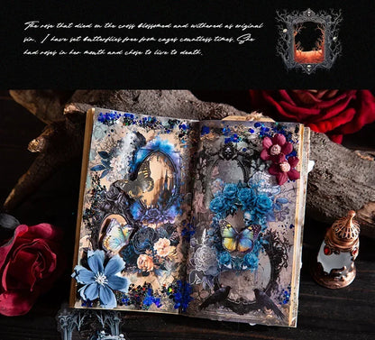 15Pieces PET Sticker Shadow Night Dark Gothic Photo Frame Black Winged Rose Stickers School Supplies Scrapbook 140*90mm