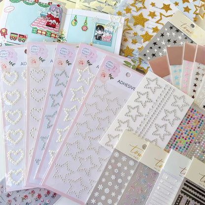MINKYS New Arrival Pearl Star Heart Bling Bling Stickers DIY Scrapbook Stickers Confetti Decoration DIY Photo Frame Face Sticker