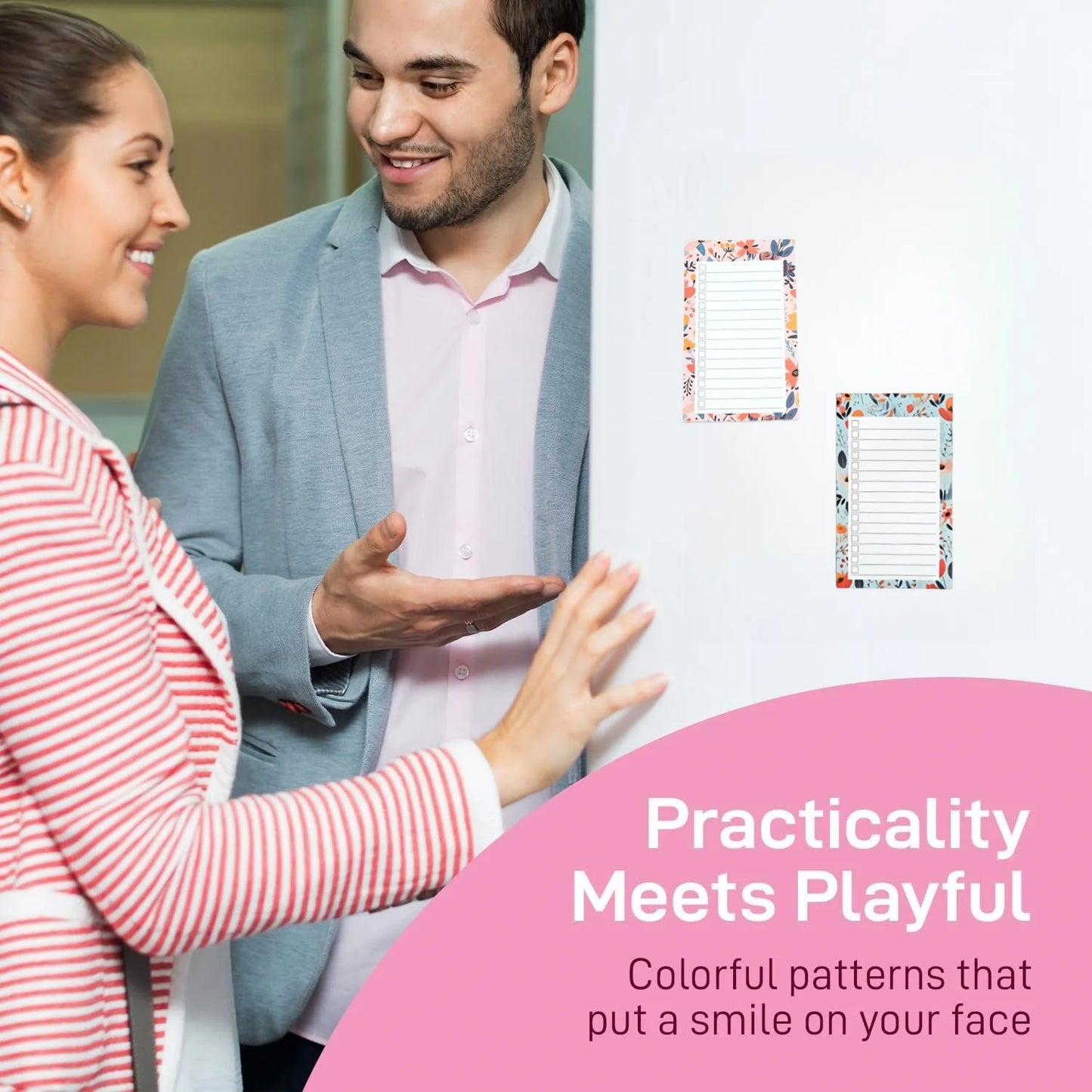 1pc Floral Pattern Magnetic Fridge Notepad, Portable Tear-off Magnetic Memo Pad, Shopping List, Home Kitchen Office Planner