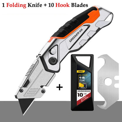 Greener Folding Zinc Alloy Heavy Duty Box Cutter Multifunctional Thickening Tool Wallpaper Utility Knife Paper Cutting