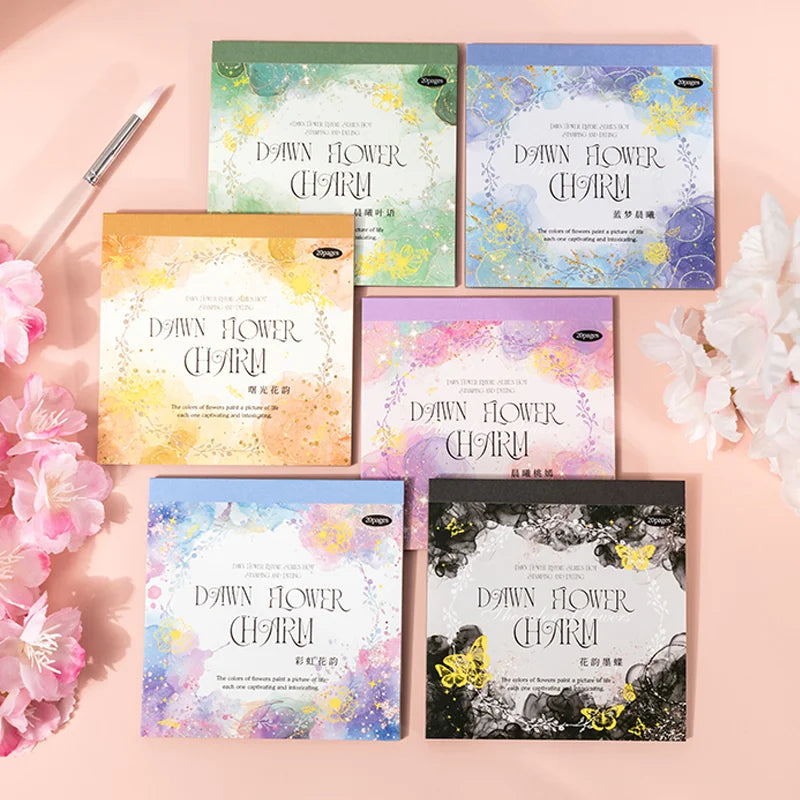 Mr Paper 20Pcs/bag Flower Watercolour Dyeing Foil Stamping Die-cut Sticker Book DIY Handbook Photo Frame Album Calendar