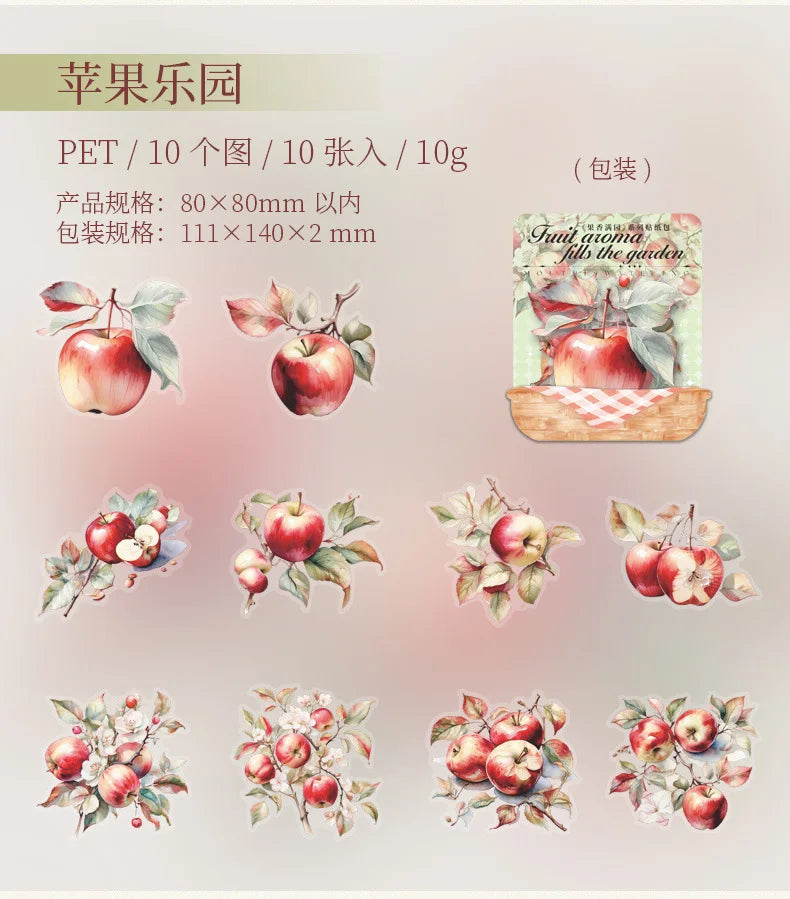 Mr. Paper10pcs/pack Strawberry PET Sticker Pack Fruit Sticker Decoration Scrapbook Photo Frame phone Case laptop Phone Case Gift