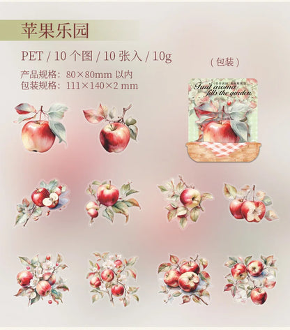 Mr. Paper10pcs/pack Strawberry PET Sticker Pack Fruit Sticker Decoration Scrapbook Photo Frame phone Case laptop Phone Case Gift