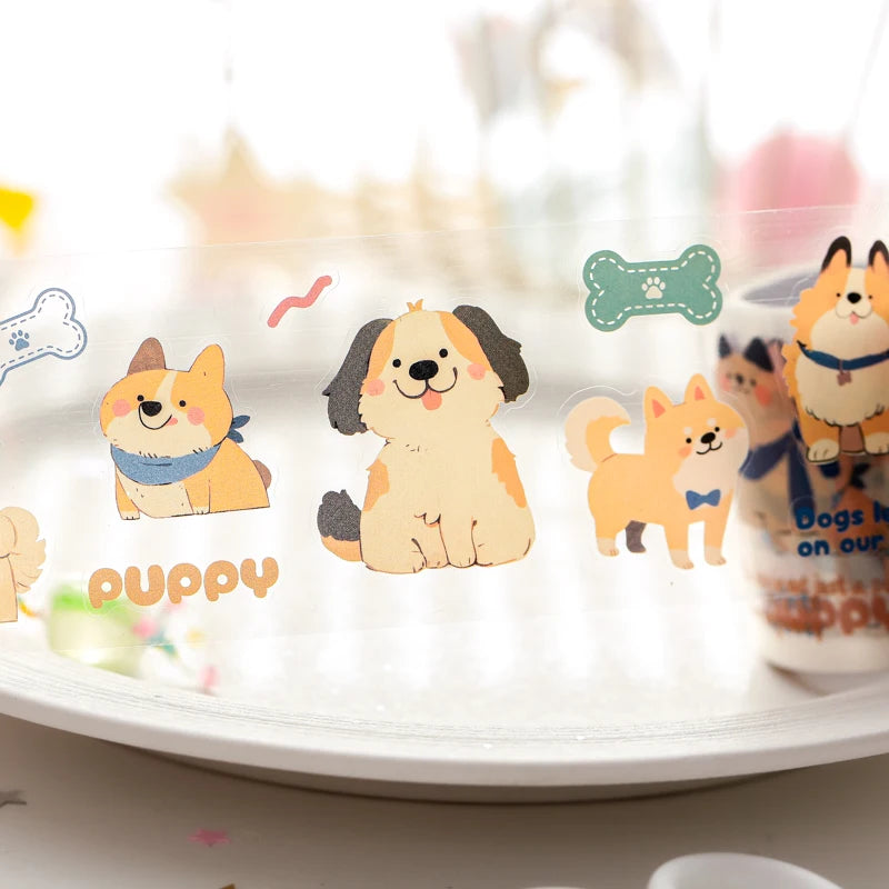 Mr Paper 2rolls/bag kawaii cat and dog diary series tape cute style handbook tape DIY diary photo frame phone case