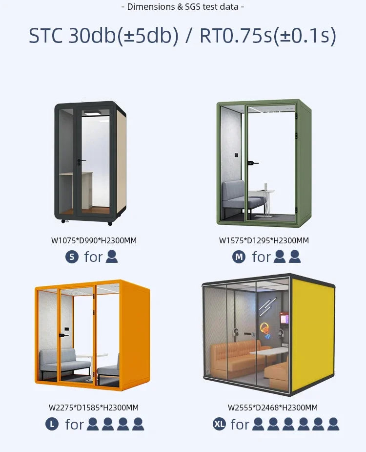 Portable Soundproof Office Cabin, Mobile Office, Soundproof Reading Room, with Ventilation System, Suitable for Indoor Use