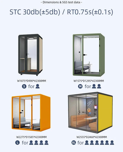 Portable Soundproof Office Cabin, Mobile Office, Soundproof Reading Room, with Ventilation System, Suitable for Indoor Use