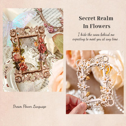 10Sheets/Bag Hollow Relief Retro Frame Collage Card European Flower Photo Frame Hand Account Decoration Material