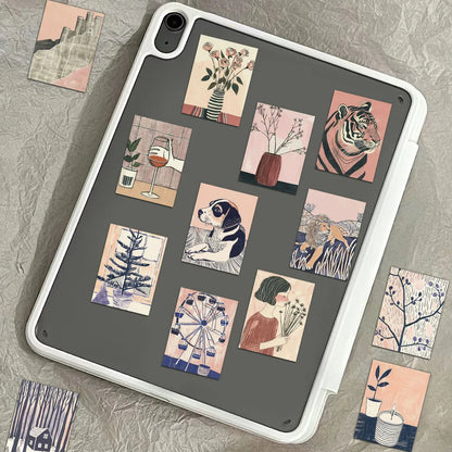 55PCS Abstract Art Illustrations Simple and Fresh Life Handbooks Notebook Phone Cases Photo Frame Vase Stickers