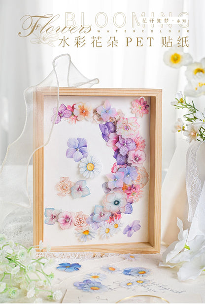 Yoofun 50pcs/lot Creative PET Flower Stickers for Gift Card Photo Frame Journal Scrapbooking Decoration Label Stationery