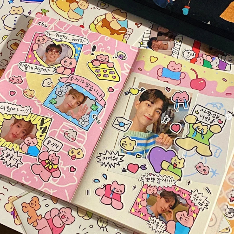 Korean Cute Kawaii Graffiti Style Photo Frame Stickers Girl Photo Star Card Photo Album Diary DIY Decorative Cartoon Stickers