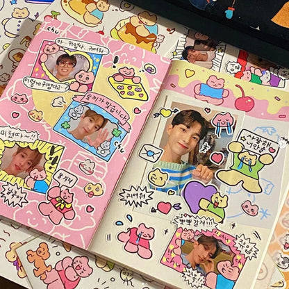 Korean Cute Kawaii Graffiti Style Photo Frame Stickers Girl Photo Star Card Photo Album Diary DIY Decorative Cartoon Stickers