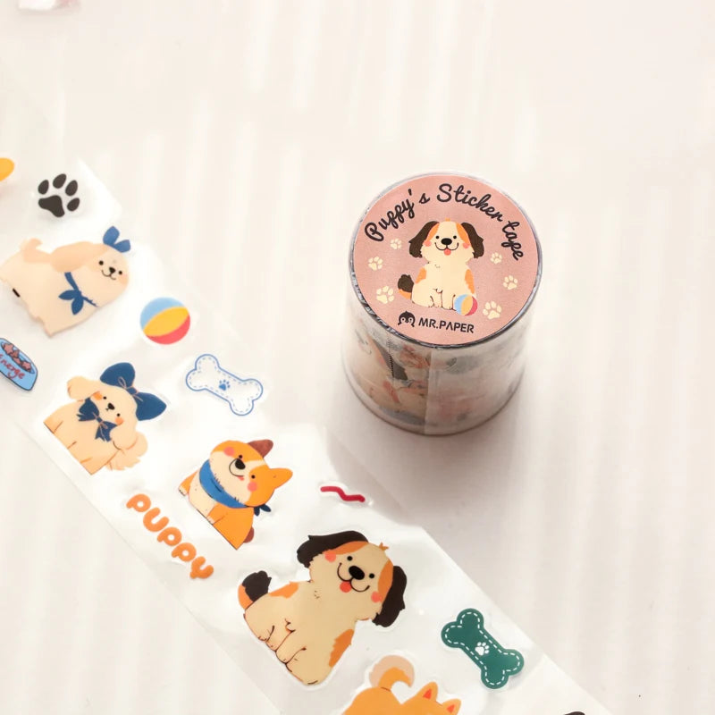 Mr Paper 2rolls/bag kawaii cat and dog diary series tape cute style handbook tape DIY diary photo frame phone case