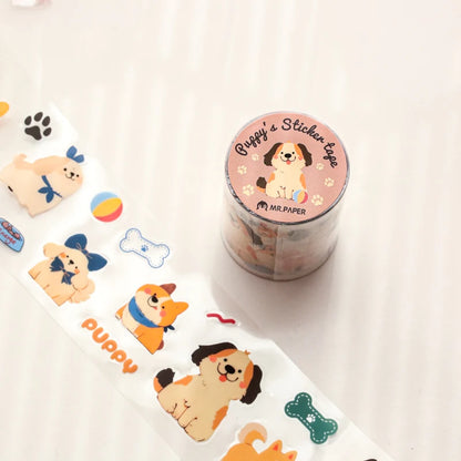 Mr Paper 2rolls/bag kawaii cat and dog diary series tape cute style handbook tape DIY diary photo frame phone case