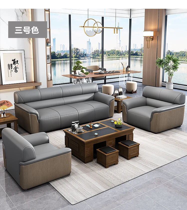 Office Sofa Business Simple Lounge Area New Chinese Style Reception Meeting Negotiation Three-person Coffee Table Combination