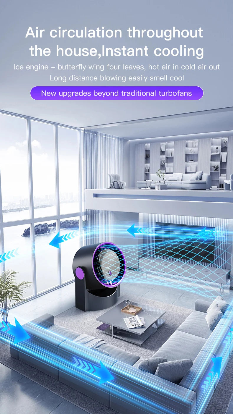 2025 Portable Wall Hanging Fan Digital Display Desktop Fan 100 Wind Speeds  Rechargeable Office Home Electric Mini Fans