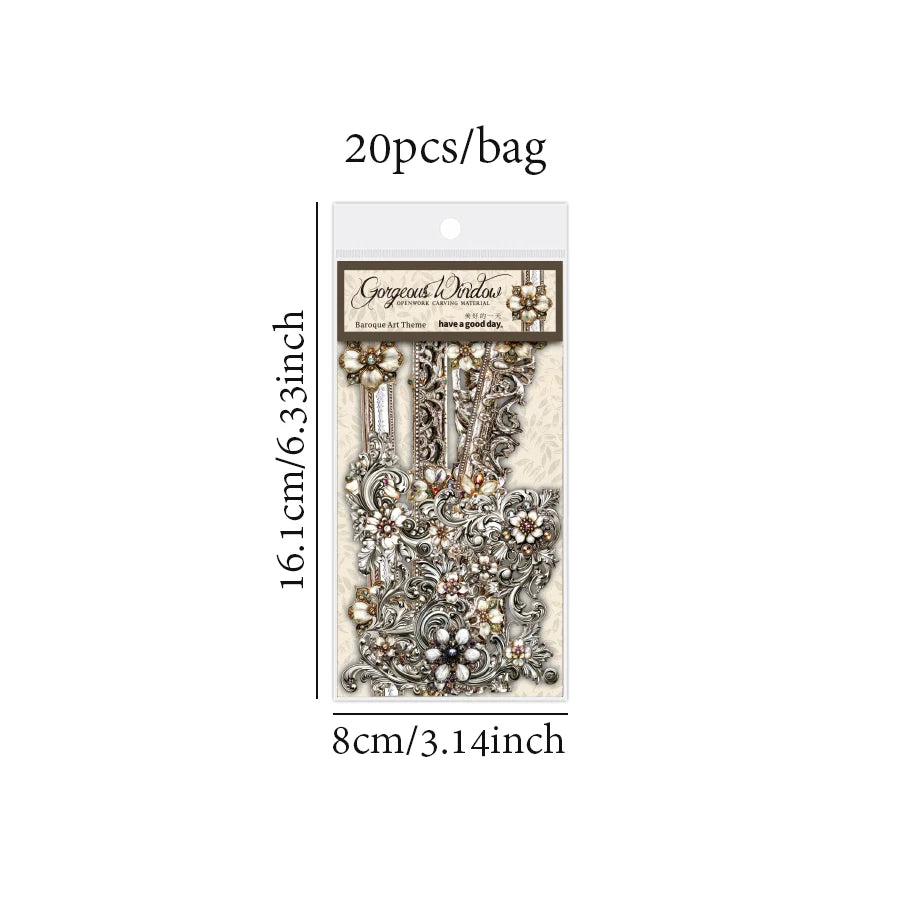 6Style 20Pcs/bag Baroque Style Edge Stickers Creative Materials DIY Handbook Scrapbook Photo Frame Calendar