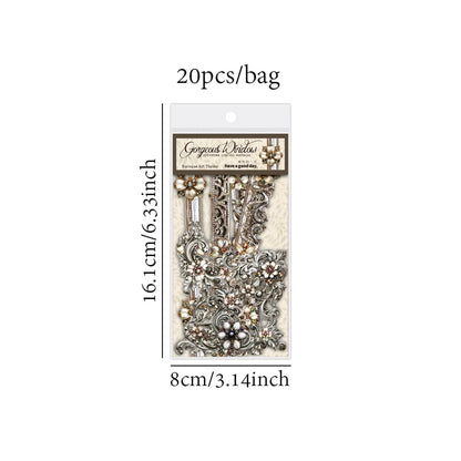 6Style 20Pcs/bag Baroque Style Edge Stickers Creative Materials DIY Handbook Scrapbook Photo Frame Calendar