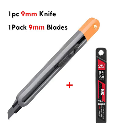 Deli 3pc Set Utility Knife Art Carving Knife Cutter School Suplies Cut Tools Wallpaper Stationery Express Delivery Safe Knife