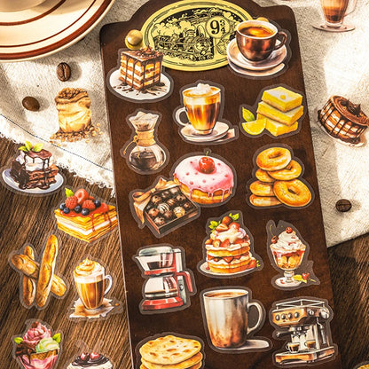 4Style 50Pcs/bag Afternoon Cafe Theme Box Set Stickers Creative Material Decoration DIY Handbook Scrapbook Photo Frame Glasses