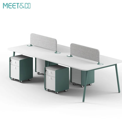 Modern 4-Seater Extendable Office Desk Convertible Modular Coworking Workstation Wooden Design Melamine Style for Open Space  bo