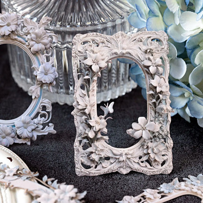 10Sheets/Bag Hollow Relief Retro Frame Collage Card European Flower Photo Frame Hand Account Decoration Material