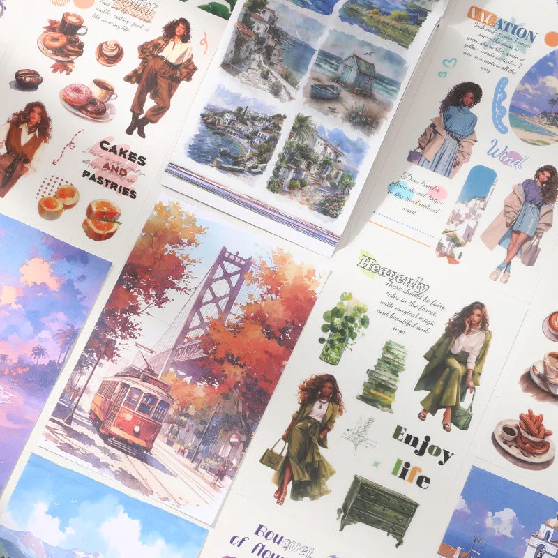 Mr. Paper 1Style 50Pcs/bag Cozy Time Series Sticker Book DIY Handbook Scrapbook Phone Case Photo Frame Calendar