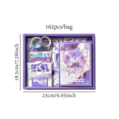 2Style 162Pcs/box Butterfly Illustrated Theme Gift Box Stickers DIY Handbook Scrapbook Photo Frame Journal Envelope Decoration