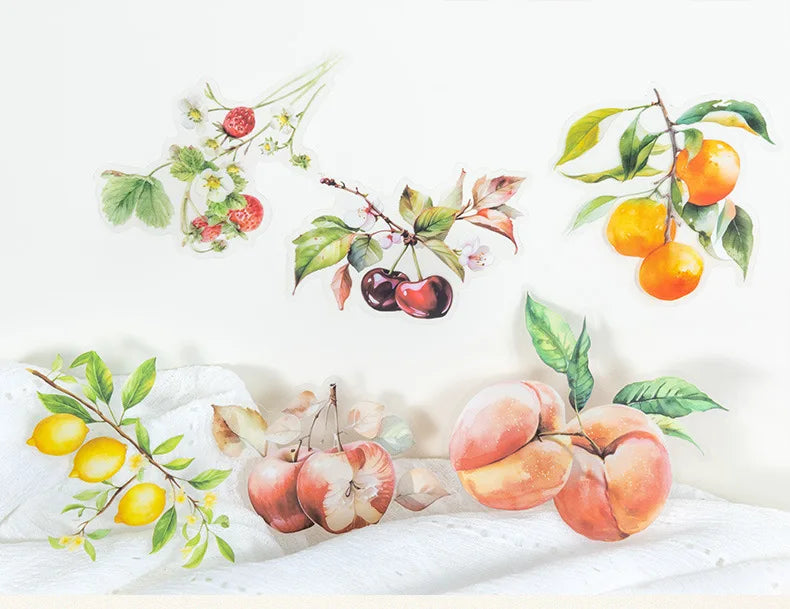 Mr. Paper10pcs/pack Strawberry PET Sticker Pack Fruit Sticker Decoration Scrapbook Photo Frame phone Case laptop Phone Case Gift