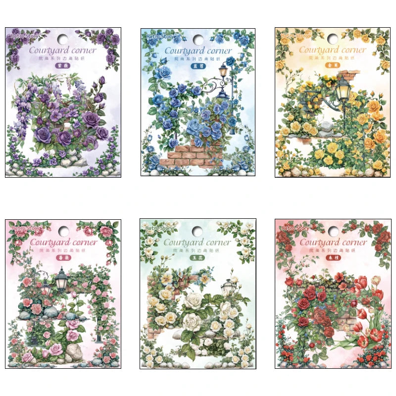 Mr. Paper 6Style 30Pcs/bag Courtyard Corner Series Edge Stickers DIY Handbook Material Decorative Scrapbook Photo Frame Calendar