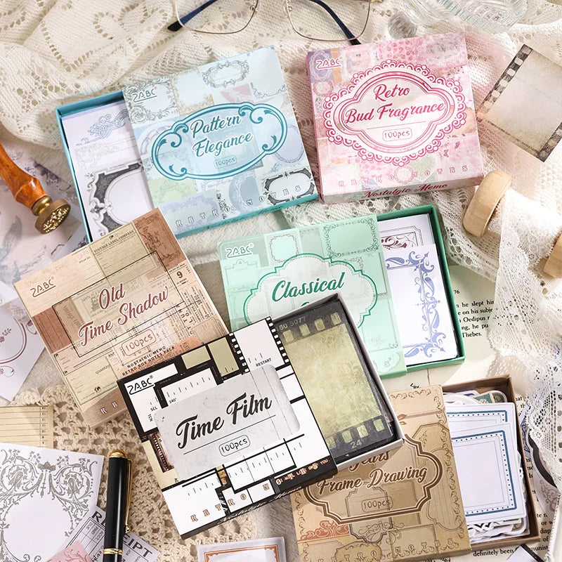 Mr. Paper, Retro Writing Bordered Message Paper, Scrapbook Supplies, Desktop Message, Decorative Notebook Photo Frame 100pcs