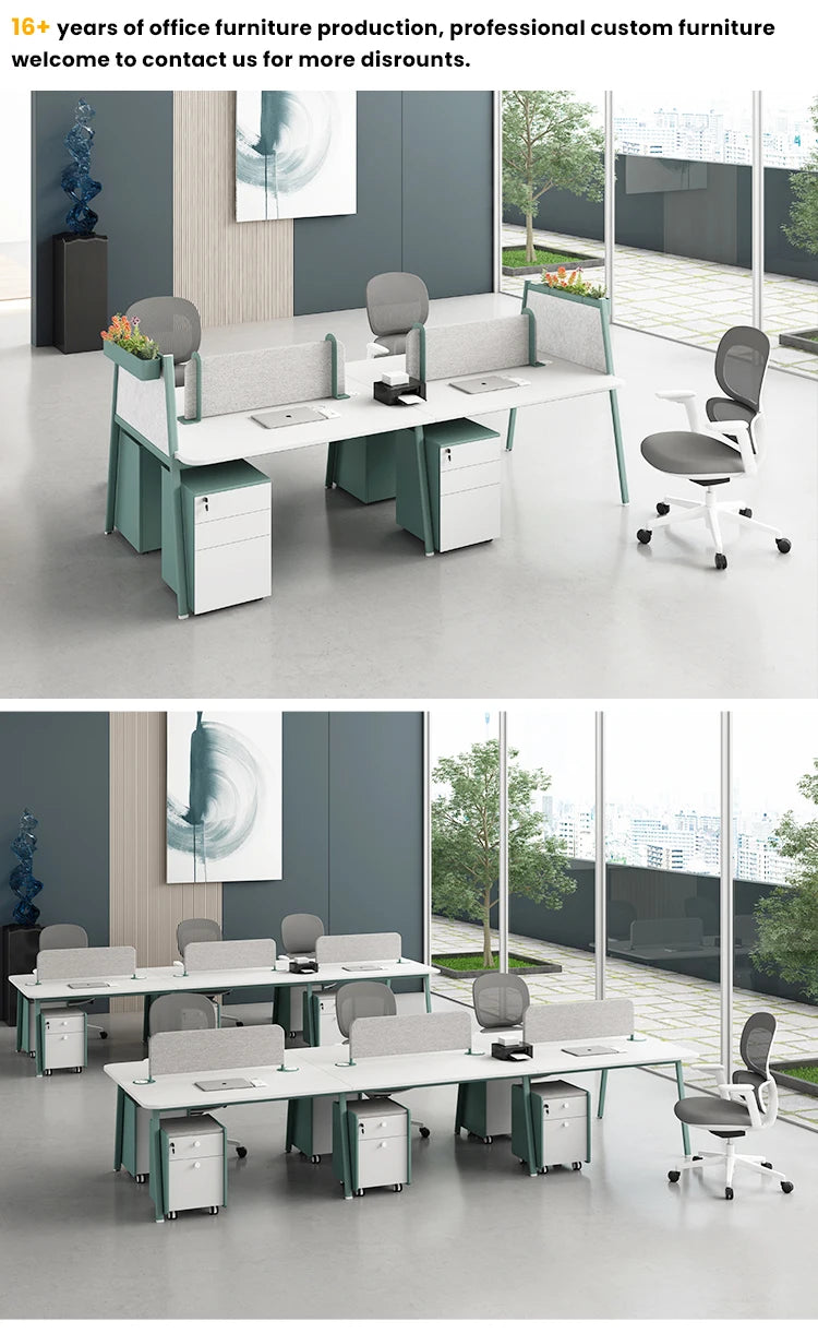 Modern 4-Seater Extendable Office Desk Convertible Modular Coworking Workstation Wooden Design Melamine Style for Open Space  bo