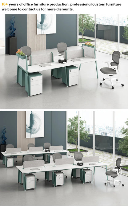 Modern 4-Seater Extendable Office Desk Convertible Modular Coworking Workstation Wooden Design Melamine Style for Open Space  bo