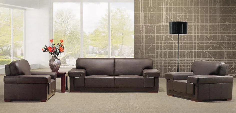European Luxury  Black Office Sectional Modern Leather Sofa
