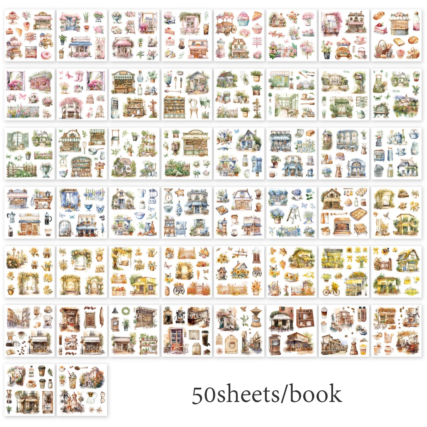 4Style 50Sheets/pack earthly series sticker book for DIY handbook diary phone case calendar photo frame Laptop decoration