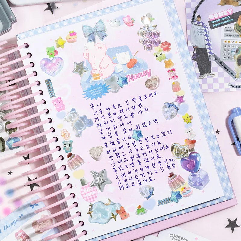 Mr Paper 1Style 60Pcs/sac Time Piece Coil Cut Film Sticker Book DIY Creative Handbook Material Photo Frame Scrapbook Calendar