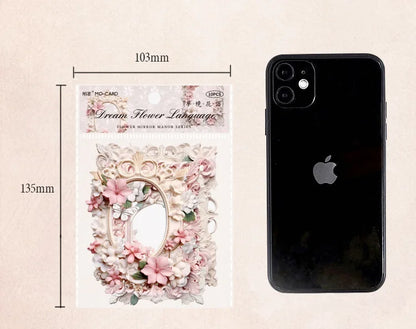 10Sheets/Bag Hollow Relief Retro Frame Collage Card European Flower Photo Frame Hand Account Decoration Material