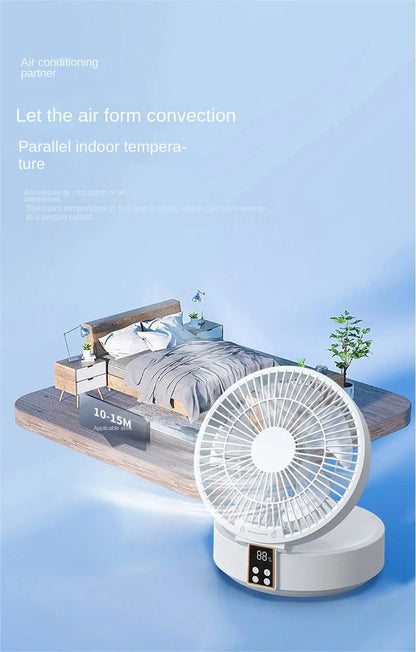 2023 New Fan With Remote Control Portable Wall-hanging Rechargeable Usb Electric Folding Fan Nightlight Air Cooler Household