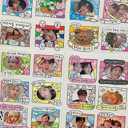 Korean Cute Kawaii Graffiti Style Photo Frame Stickers Girl Photo Star Card Photo Album Diary DIY Decorative Cartoon Stickers